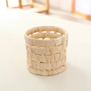 Natural woven straw storage basket cattail plant pot cover handcrafted home organizer decor
