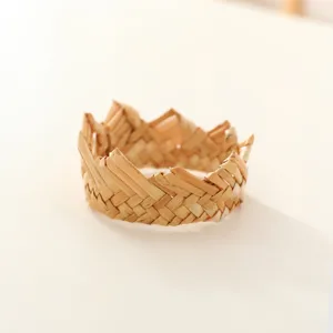 Handmade Woven Bamboo Napkin Rings Rustic Natural Plant Fiber Napkin Holder Table Decoration for Home Dinner Party