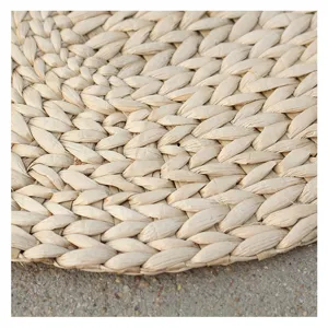 Mantel individual redondo de paja hecho a mano estera rustica minimalista fibra natural