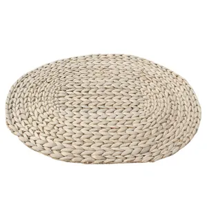 Mantel individual redondo de paja natural tejida artesanía rústica minimalista para hogar