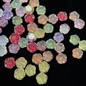 Perles de roses électroplaquées colorées pour bracelets DIY et accessoires de bijoux.