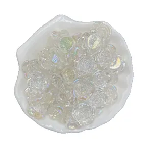 Perles acrylique forme rose iridescentes DIY breloques pour la fabrication de bijoux