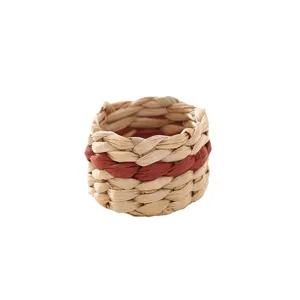 Handwoven straw napkin ring for table setting and dining room decor rustic design natural material