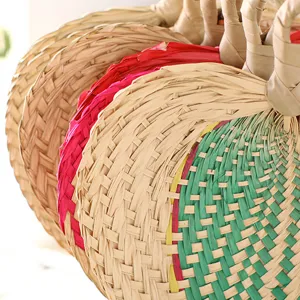 Handmade woven palm leaf fan traditional straw fan summer cooling fan natural Chinese style