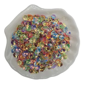 Colorful iridescent flower shaped sequins 6-8mm DIY craft accessories bulk wholesale supply.
