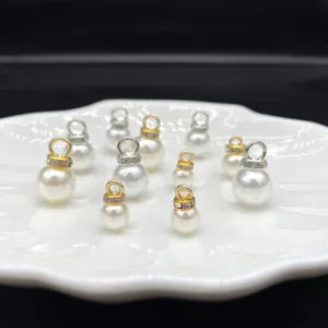 DIY imitation pearl rhinestone charms, off-white ABS loose bead pendants for handmade jewelry.