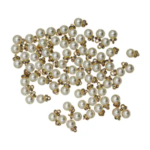 High-light ABS imitation pearl charms, rhinestone diy handmade off-white loose pendant beads