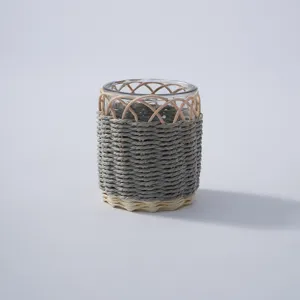 Handgemachte gewebte Glaskelch-Manschette aus Rattan, hitzebeständig und verbrühungssicher design.