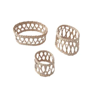 Set di coperture per vasi in paglia intrecciata a mano, cilindro decorativo naturale.
