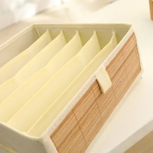 Foldable fabric storage box with multi-compartments, perfect for organizing clothes and underwear.