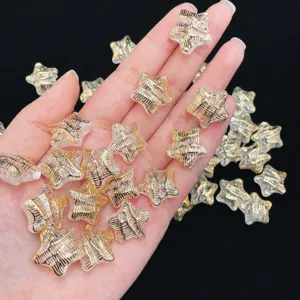 Perline in Acrilico Pentagramma con Onde d'Acqua Stampate in Oro DIY Braccialetto Fatto a Mano Colla Crema Accessori per Gioielli