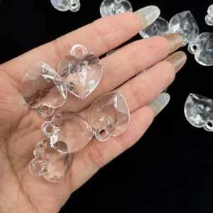 Transparent Acrylic Heart Pendants Beads DIY Jewelry Making Accessories Crystal Heart Shape Craft Charms For Bracelets