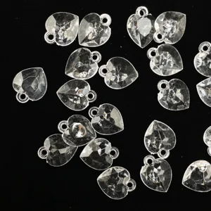 Clear acrylic heart pendants bulk DIY charms transparent crystal jewelry making supplies