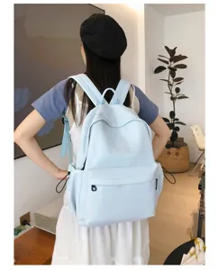 Japanischer minimalistischer hellblauer Rucksack für Studenten, große Freizeitreise-Tasche