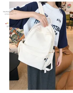 Japanischer lässiger weißer Rucksack für Damen und Herren, große Canvas Schultasche.