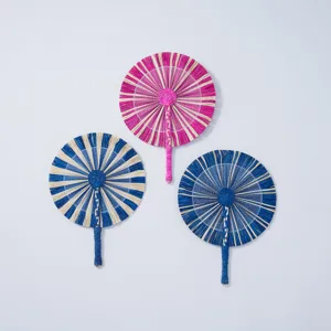 Handmade woven straw fan traditional Chinese style cooling hand fan multi-color household.