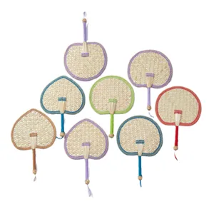 Hand-woven straw fan traditional Chinese style colorful edge summer cooling fan hand fan household