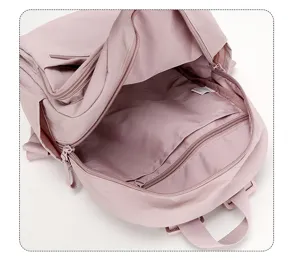 Women nylon mini backpack casual travel daypack lightweight pink water resistant school bag