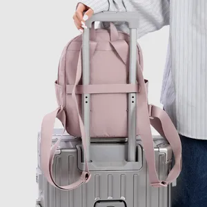 Small nylon backpack for women water resistant casual travel daypack casual pink school bag