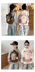 Kinder farbblockierter Rucksack leichter Freizeit Schulranzen für Jungen Mädchen Outdoor Alltag.