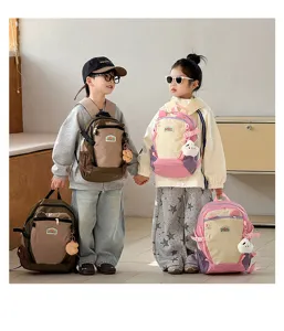 Koreanischer Stil Colorblock Kinder Rucksack Kindergarten schueler Schultasche leicht