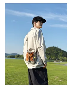 Outdoor lightweight single shoulder small bag, casual travel messenger bag for men, detailed view.