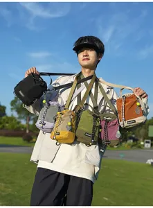 Outdoor lightweight crossbody bag for men, travel sports phone shoulder bag with multi-color options.