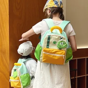 Zaino Asilo Cartone Animato Blocco Colore Bambini Leggero Zainetto Genitore-Figlio Moda