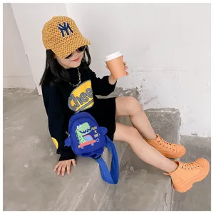 Kinderen schattige cartoon dinosaurus borsttas stijlvolle canvas messenger bag voor kids.