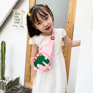 Simpatico borsa a tracolla dinosauro per bambini, marsupio rosa per ragazzi e ragazze.