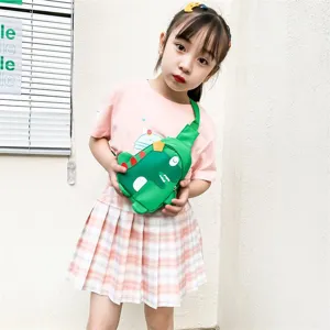 Borsa a tracolla carina con simpatico dinosauro dei cartoni animati per bambini, borsa casual.