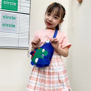 Borsa a tracolla per bambini con simpatico dinosauro, stile blu per uso quotidiano.