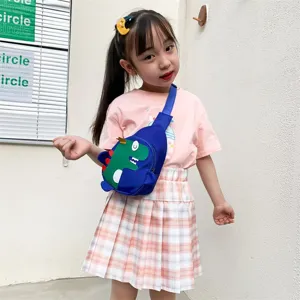 Borsa a tracolla per bambini con dinosauro dei cartoni animati, zaino casual all'aperto per tutti.
