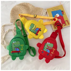 Leuke cartoon dinosaurus kinderen borsttas, kleurrijke casual canvas schoudertas voor kids.