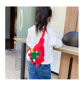 Sac de poitrine croisé dinosaure mignon pour enfants, sac à dos rouge élégant pour garçons.