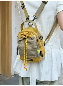 Outdoor lightweight small backpack casual drawstring travel versatile shoulder bag