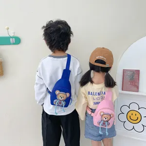 Kids cute cartoon bear chest bag children casual outdoor crossbody backpack