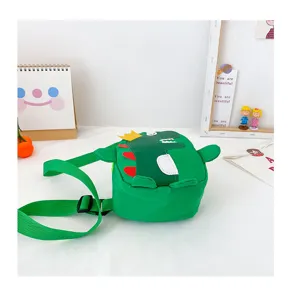 Joli sac bandoulière dinosaure de dessin animé pour enfants sac de poitrine vert pour garçons