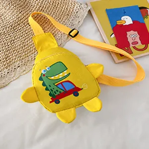 Leuke cartoon dinosaurustas voor kinderen, gele borsttas met verstelbare riem voor peuters.