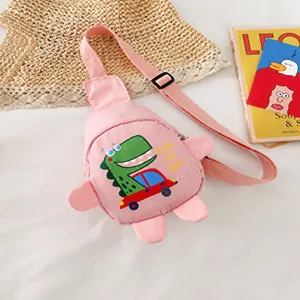Leuke cartoon dinosaurus kinderen schoudertas roze kinderen borsttas casual canvas