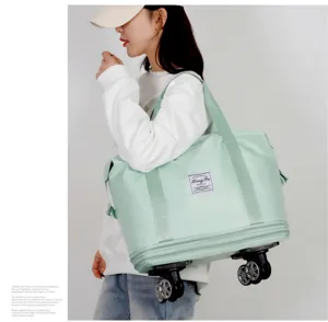 Large capacity universal wheel travel duffel bag waterproof expandable bag for business