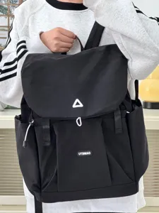 Casual black canvas backpack for women and men, Japanese style daily school and travel bag.