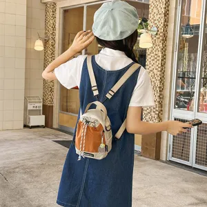Canvas mini backpack for women, stylish outdoor travel daypack, lightweight cute small bag.