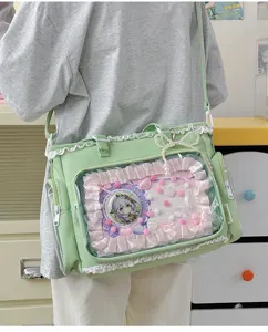 Bolso tote Ita JK dulce japonés gran capacidad ventana transparente bolso de hombro