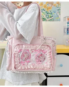 Bolso ita rosa dulce japonés gran capacidad tote bag con ventana transparente para fans de anime
