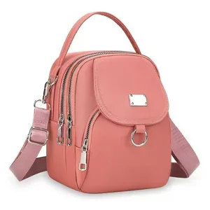Sac à dos miniature multifonctionnel en tissu Oxford rose et sac bandoulière élégant pour femmes.