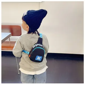 Kinderen kleur blok borsttas casual sling tas lichtgewicht crossbody tas voor jongens en meisjes