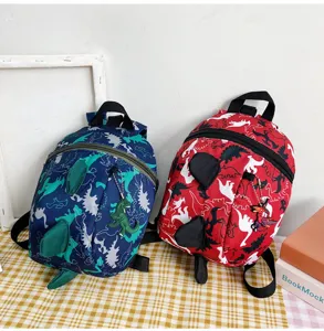 Cute toddler dinosaur backpack with 3D spikes and anti-lost leash for kids daily use.