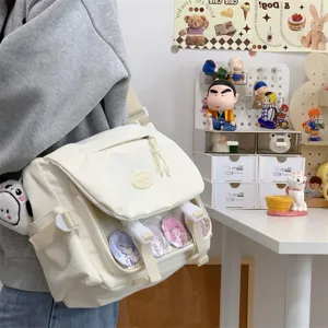 Cute Japanese style student canvas messenger bag large capacity ita bag detail view