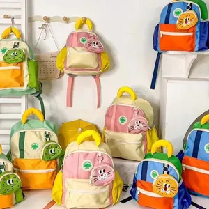 Zaino per bambini colorblock cartone animato simpatico leggero asilo con borsellino animale